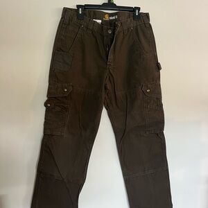 Men’s Carhartt relaxed fit carpenter cargo work pants size 33/32 Dark Brown
